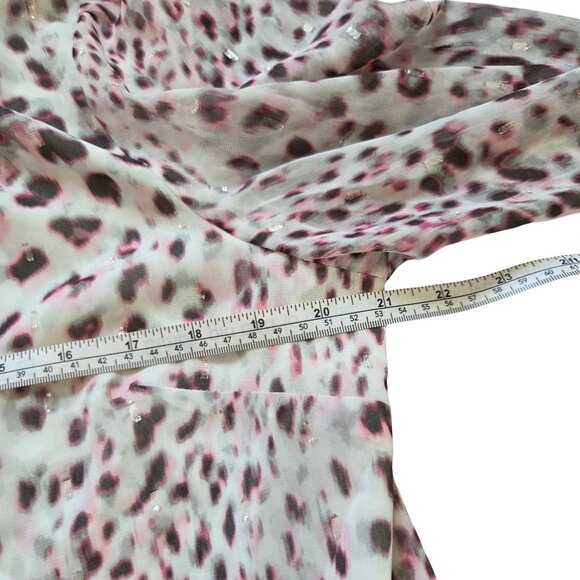Talbots Leopard Print Blouse Womens Large Pink Transitional Top Animal Print - Picture 9 of 10